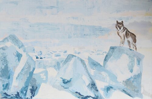 Canis lupus di Christian Delavelle, Pittura in vendita su Singulart