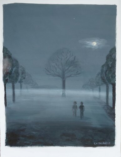 Conversation au crépuscule di Christian Delavelle, Pittura in vendita su Singulart