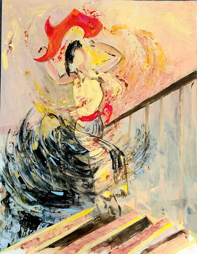 Femme à la mantille by Christian Delavelle, Painting for Sale on Singulart