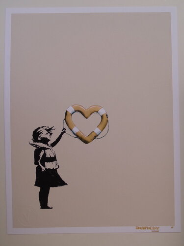 Other Post Modern Vandal - Girl With Banksy Heart Shaped Float, 2021 van Other, Afdruk te koop op Singulart