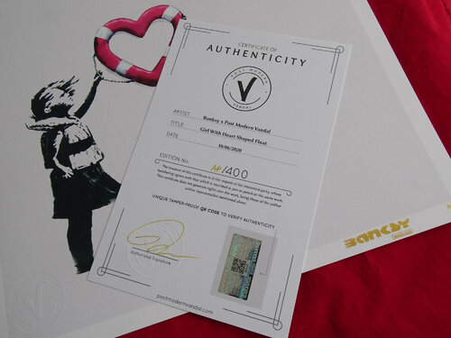 Post Modern Vandal - Girl With Banksy Heart Shaped Float, 2020 by Other, Print for Sale on Singulart