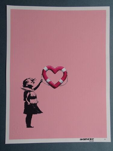 Girl With Banksy Heart Shaped Float, 2021 van Other, Afdruk te koop op Singulart
