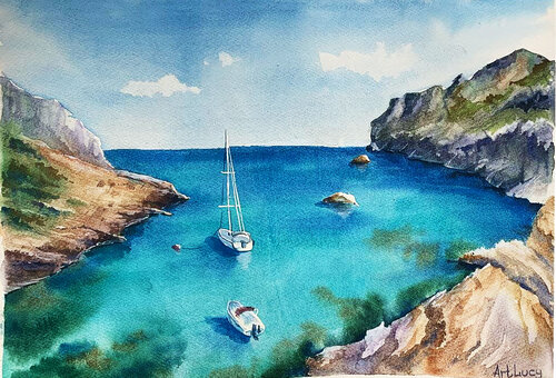 Blue lagoon by Olena Horova, Painting for Sale on Singulart