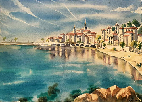 City by the sea by Olena Horova, Painting for Sale on Singulart