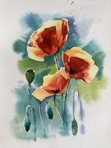 Poppies van Olena Horova, Schilderij te koop op Singulart