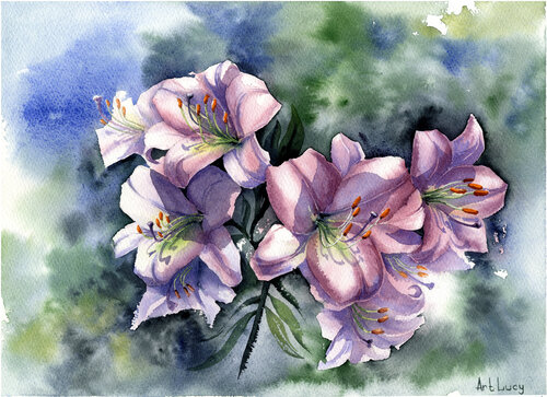 Pink Lilies par Olena Horova, Peinture en vente sur Singulart