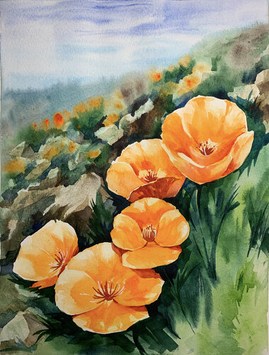 Golden Poppy von Olena Horova, Malerei kaufen auf Singulart