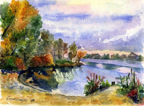 Autumn Lake by Olena Horova, Painting for Sale on Singulart