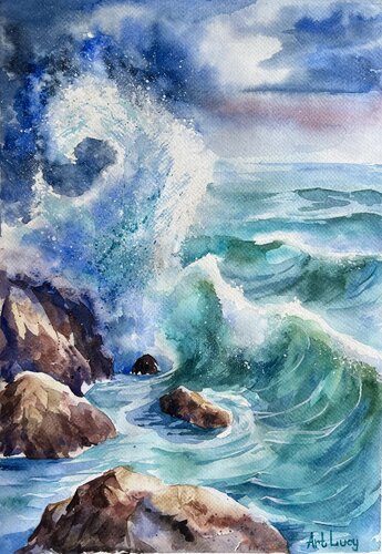 Stormy coast di Olena Horova, Pittura in vendita su Singulart