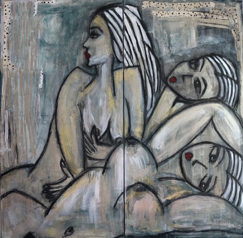 Dyptique au Hammam di BA-G., Pittura in vendita su Singulart