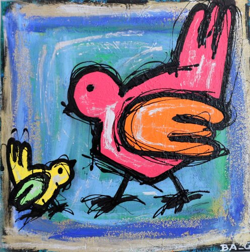 Un amour de poussin van BA-G., Schilderij te koop op Singulart