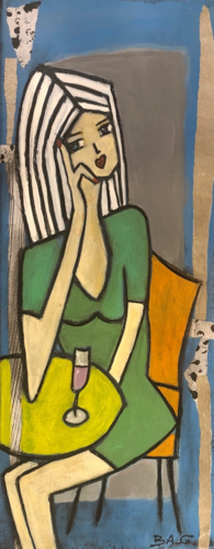 Pensive en terrasse di BA-G., Pittura in vendita su Singulart