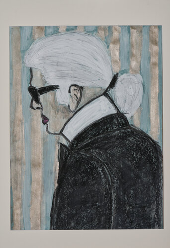 Karl Lagerfeld 2 avec son chat van BA-G., Werk op papier te koop op Singulart