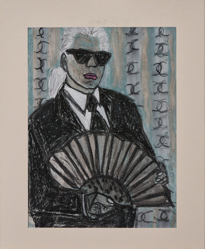 Karl Lagerfeld à l'éventail von BA-G., Werk auf Papier kaufen auf Singulart
