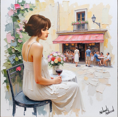 DAME D'UN CAFÉ PARISIEN par michael malicoat, Digital en vente sur Singulart