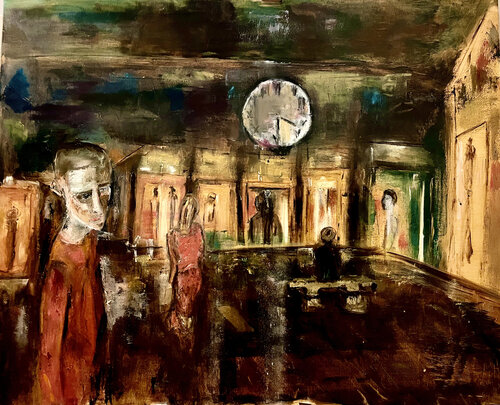 Visitatori al museo del tempo van Alessandro Pumo, Schilderij te koop op Singulart