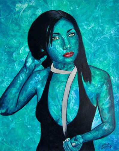 Frau in Türkis van Anja Semling, Schilderij te koop op Singulart