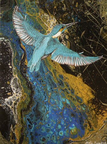 Eisvogel – Der fliegende Edelstein by Anja Semling, Painting for Sale on Singulart