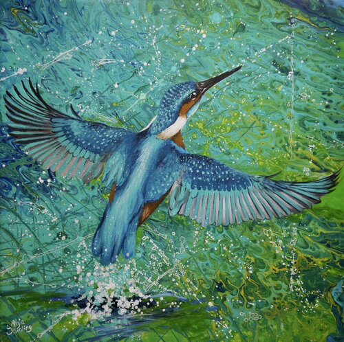 Eisvogel – Zeitlose Eleganz van Anja Semling, Schilderij te koop op Singulart