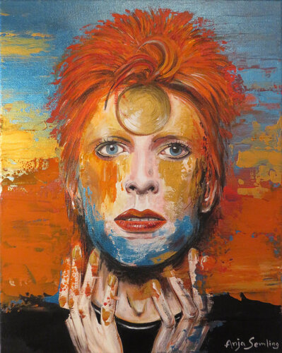 David Bowie als Ziggy Stardust van Anja Semling, Schilderij te koop op Singulart