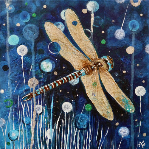 Nächtliche Libellen-Magie by Anja Semling, Painting for Sale on Singulart