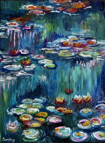 Hommage an Monets Seerosen und die Natur par Anja Semling, Peinture en vente sur Singulart