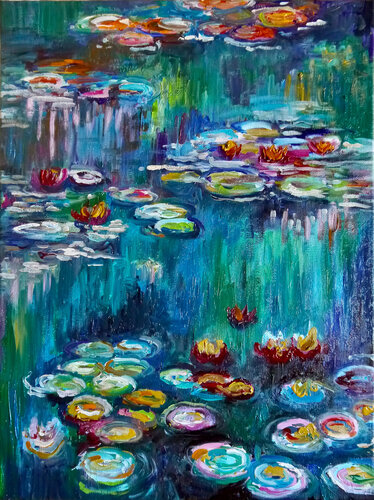 Hommage an Monets Seerosen und die Natur de Anja Semling, Pintura a la venta en Singulart