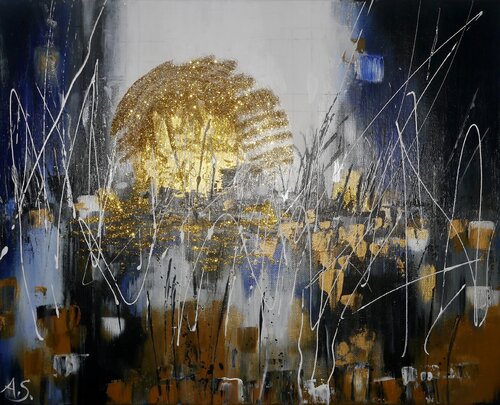 Sonnenuntergang in den Sümpfen (des Lebens) van Anja Semling, Schilderij te koop op Singulart