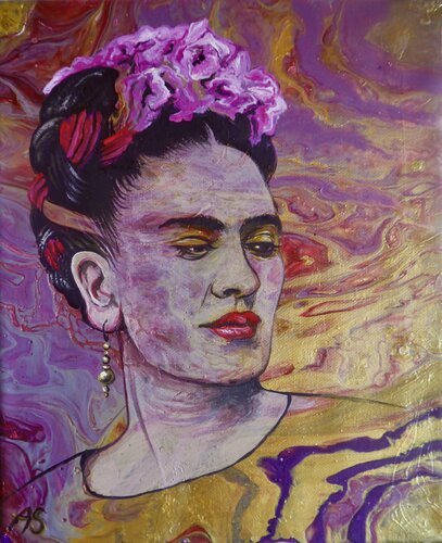 Viva la Frida – Wirbelnde Fragmente einer Seele von Anja Semling, Malerei kaufen auf Singulart