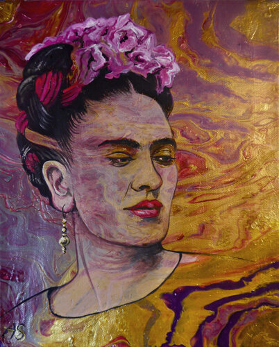 Viva la Frida – Wirbelnde Fragmente einer Seele van Anja Semling, Schilderij te koop op Singulart
