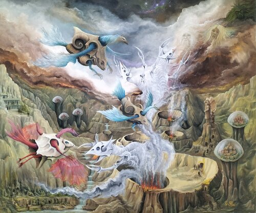 Gregory Pyra Piro oil painting 547352, magical surrealism fantasy von Gregory Pyra PIRO, Malerei kaufen auf Singulart