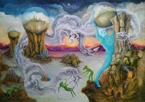 Gregory Pyra PIRO oil painting ref 330450, dream surrealism fantasy, demons, civilizations by Gregory Pyra PIRO, Painting for Sale on Singulart