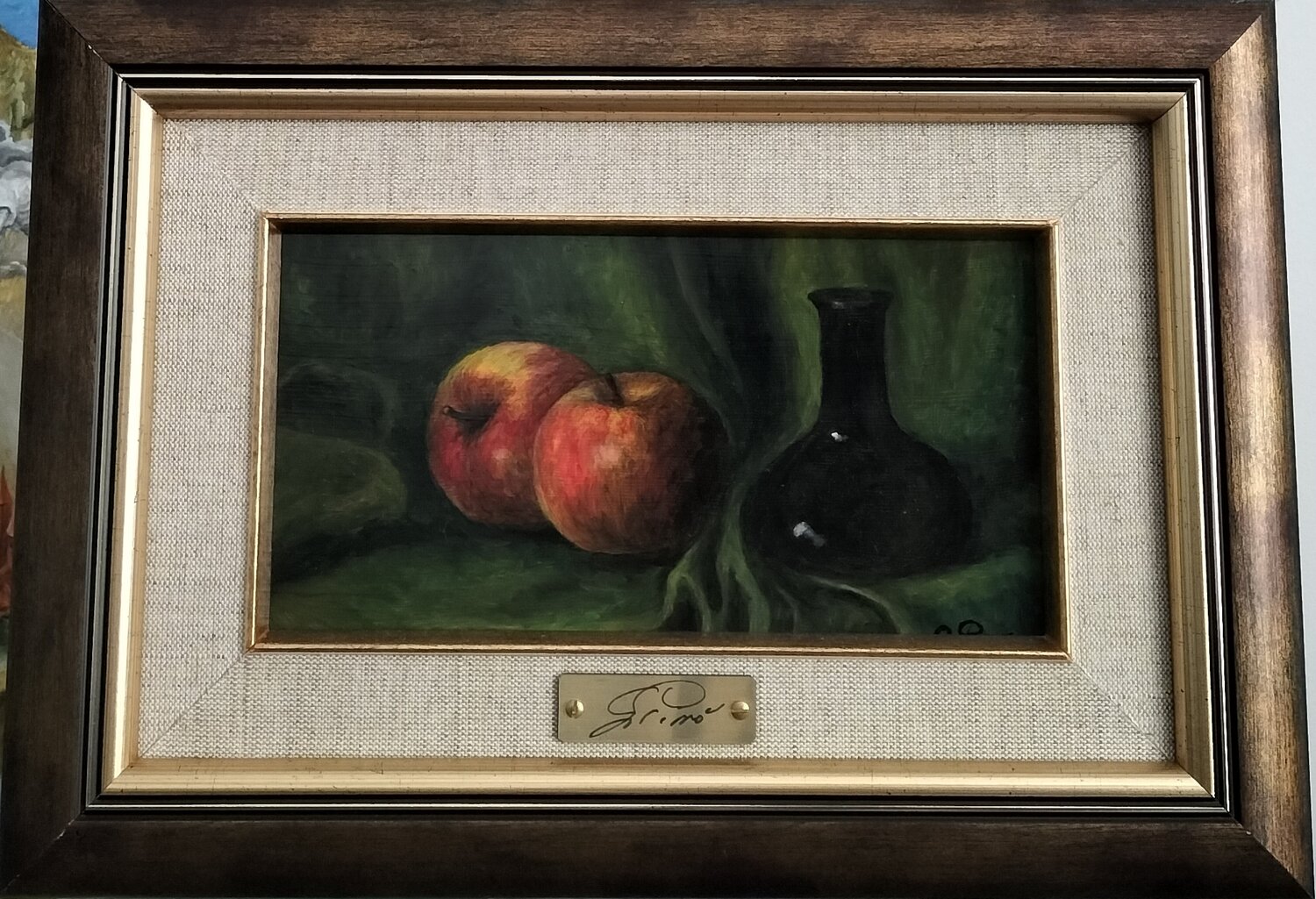 Gregory Pyra PIRO Oil Painting "Apples and Bottle" ref 847329, Still Life Gregory Pyra PIRO Originalgemälde zu verkaufen