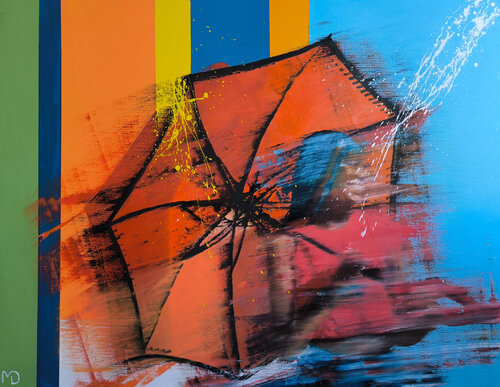 Le parapluie orange von Dominique Machuel, Malerei kaufen auf Singulart