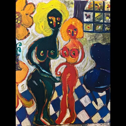 Two, a living room di Houda Moustaide, Pittura in vendita su Singulart