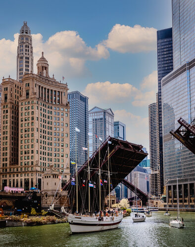Chicago Bridges Open by Lev Kaytsner, Photography for Sale on Singulart