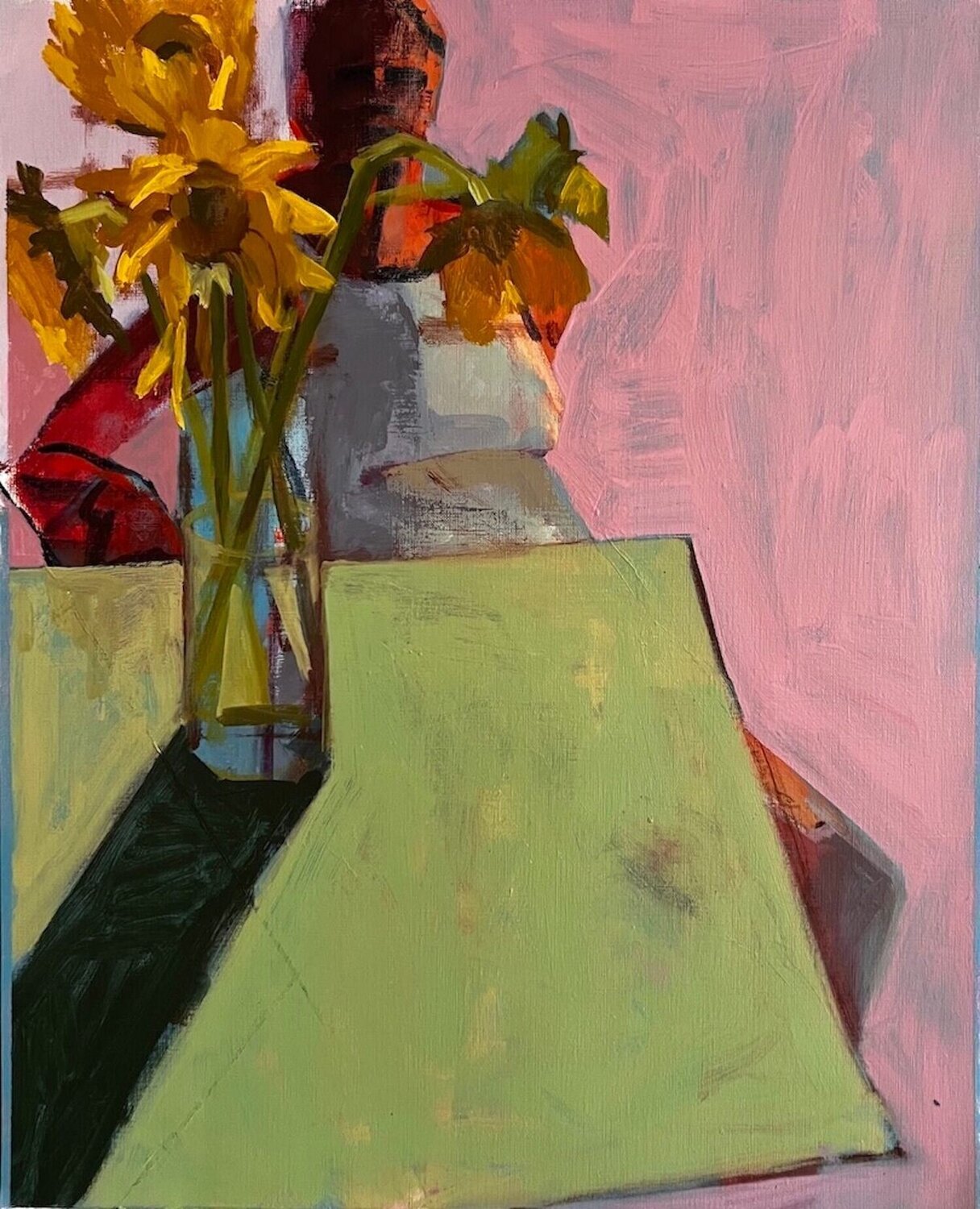 Self-Portrait with Sunflowers Jennifer Agricola Mojica Dipinto originale in vendita
