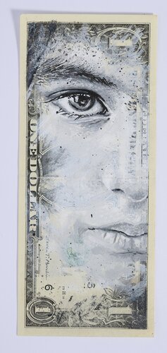 Œuvre de l'artiste HORSS réalisée sur un authentique billet de 1$ by We Art 51, Work on Paper for Sale on Singulart