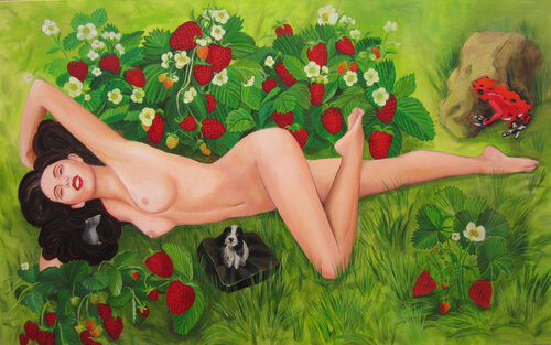 Erbeerrot van Ellen Semen, Schilderij te koop op Singulart