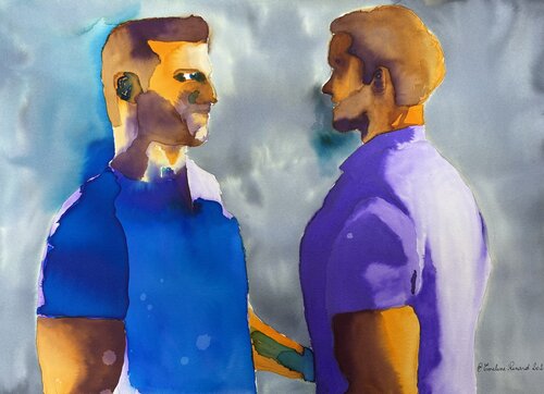 A colorful encounter de EMELINE RENARD, Pintura a la venta en Singulart