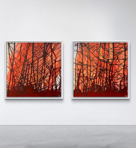 Wild Forest Orange (pair of paintings) van Amarindra Rana, Schilderij te koop op Singulart