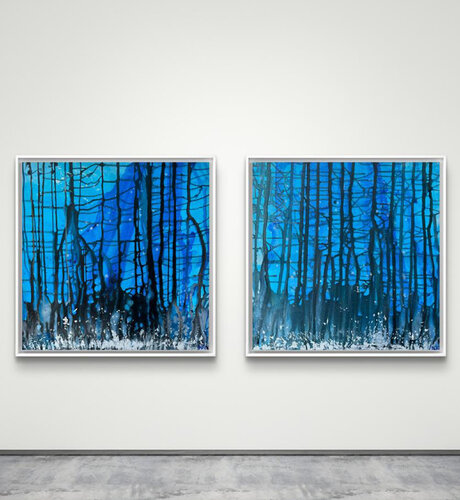 Wild Forest Blue (pair of paintings) van Amarindra Rana, Schilderij te koop op Singulart