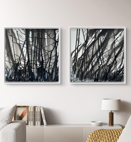 Wild Forest Charcoal (pair of paintings) van Amarindra Rana, Schilderij te koop op Singulart