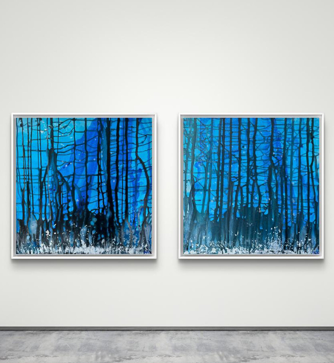 Wild Forest Blue (pair of paintings) Amarindra Rana Originalgemälde zu verkaufen