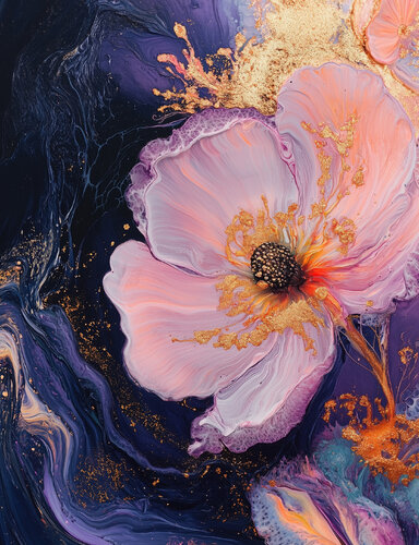Aurora Bloom – Limited Edition Giclée Print with Hand-Embellished Gold Accents by Rita Bohoslavska, 인쇄 for Sale on Singulart