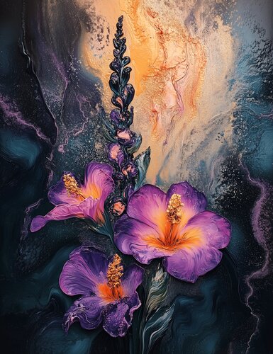Celestial Sonata - Limited Edition Giclée Print with Hand-Embellished Gold Accents by Rita Bohoslavska, 인쇄 for Sale on Singulart