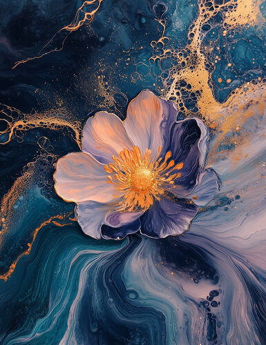 Golden Pulse - Limited Edition Giclée Print with Hand-Embellished Gold Accents by Rita Bohoslavska, 인쇄 for Sale on Singulart