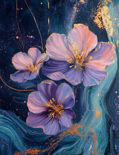 Blooming Nebula - Limited Edition Giclée Print with Hand-Embellished Gold Accents by Rita Bohoslavska, 인쇄 for Sale on Singulart