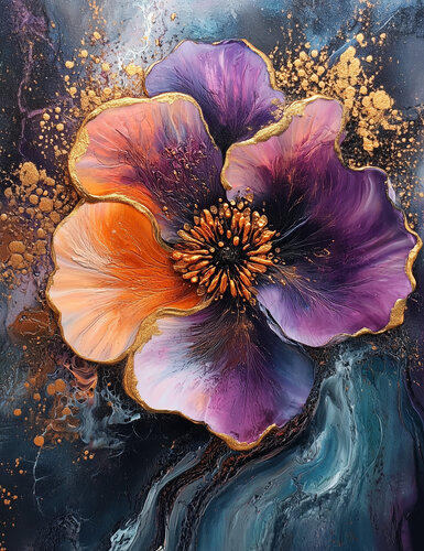 Ember Bloom - Limited Edition Giclée Print with Hand-Embellished Gold Accents by Rita Bohoslavska, 인쇄 for Sale on Singulart