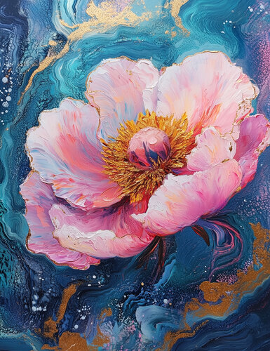 Petal Whisper - Limited Edition Giclée Print with Hand-Embellished Gold Accents par Rita Bohoslavska, Édition en vente sur Singulart